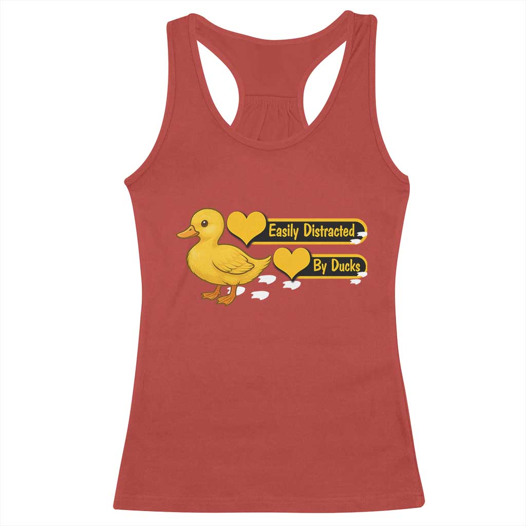Funny Duck Lover Gift Racerback Tank Top Easily Distracted By Ducks TS12 Red Print Your Wear