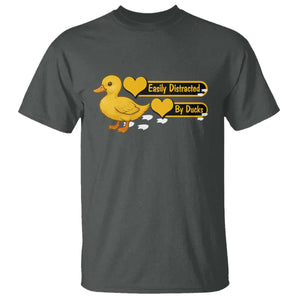 Funny Duck Lover Gift T Shirt Easily Distracted By Ducks TS12 Dark Heather Print Your Wear