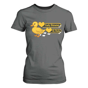 Funny Duck Lover Gift T Shirt For Women Easily Distracted By Ducks TS12 Dark Heather Print Your Wear