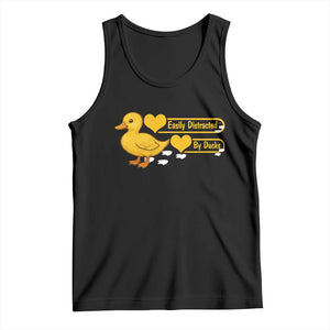 Funny Duck Lover Gift Tank Top Easily Distracted By Ducks TS12 Black Print Your Wear