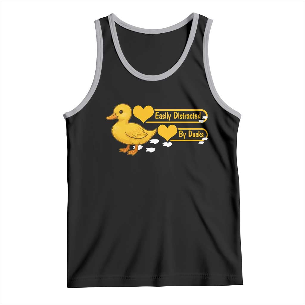 Funny Duck Lover Gift Tank Top Easily Distracted By Ducks TS12 Black Athletic Heather Print Your Wear