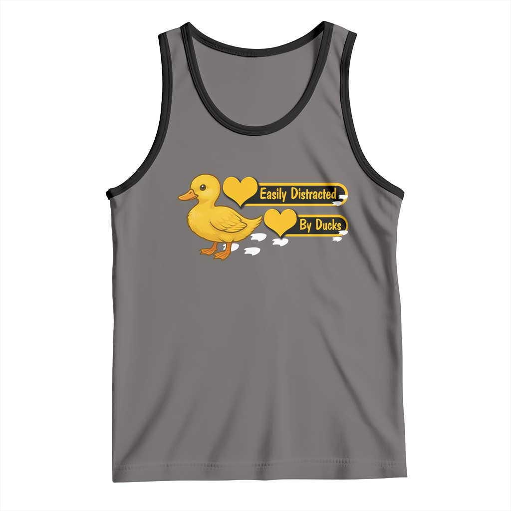 Funny Duck Lover Gift Tank Top Easily Distracted By Ducks TS12 Deep Heather Black Print Your Wear