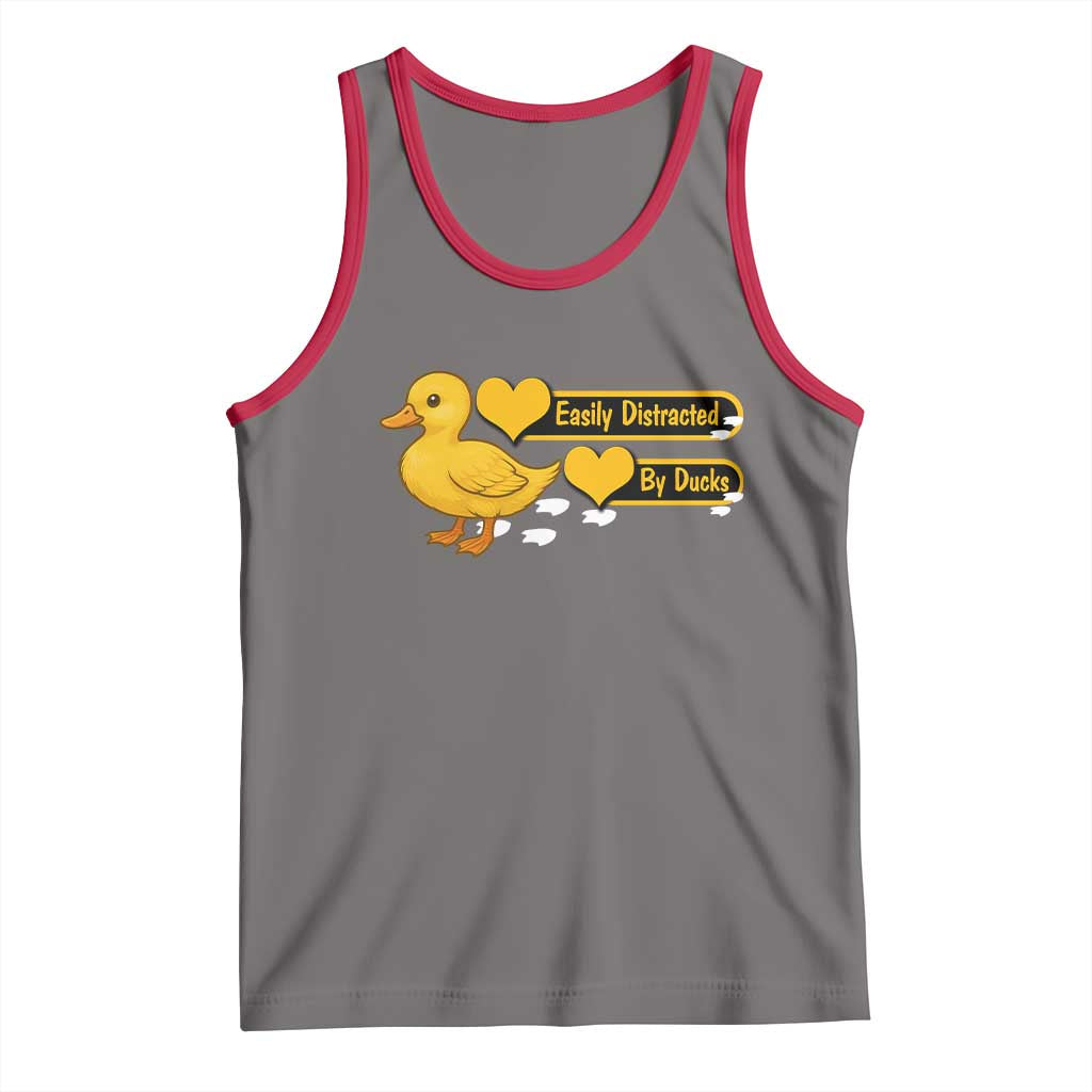 Funny Duck Lover Gift Tank Top Easily Distracted By Ducks TS12 Deep Heather Red Print Your Wear