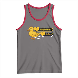 Funny Duck Lover Gift Tank Top Easily Distracted By Ducks TS12 Deep Heather Red Print Your Wear