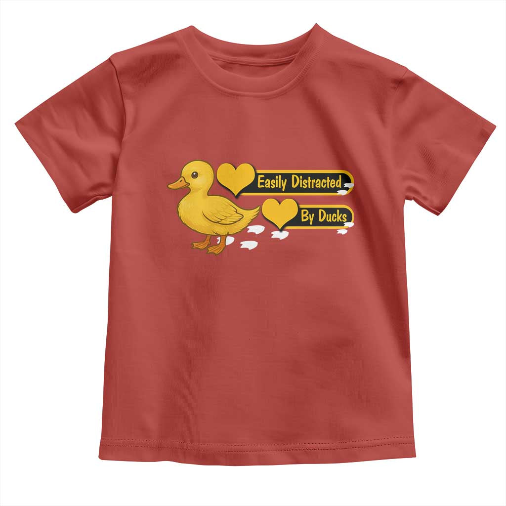Funny Duck Lover Gift Toddler T Shirt Easily Distracted By Ducks TS12 Red Print Your Wear