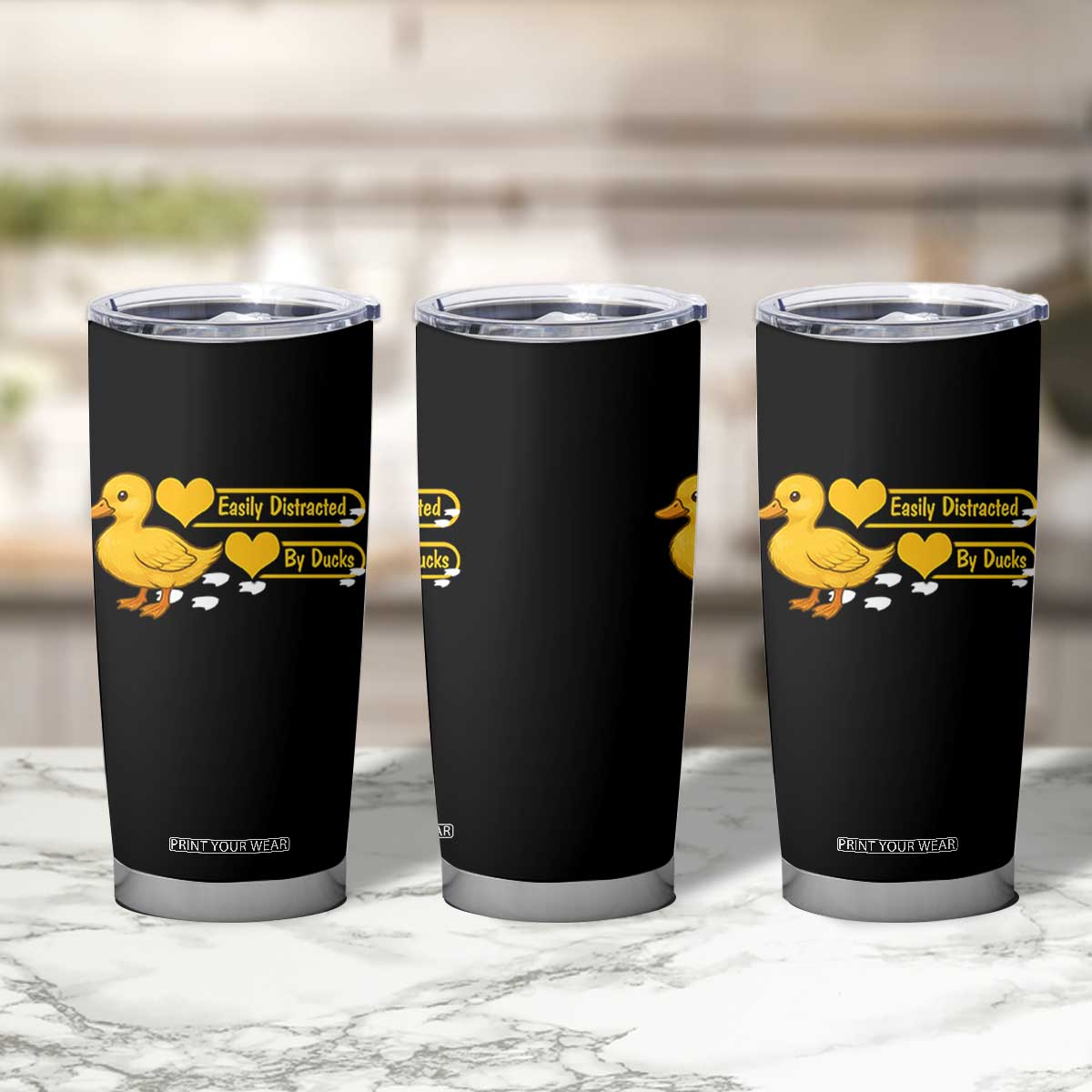Funny Duck Lover Gift Tumbler Cup Easily Distracted By Ducks TS12 Print Your Wear