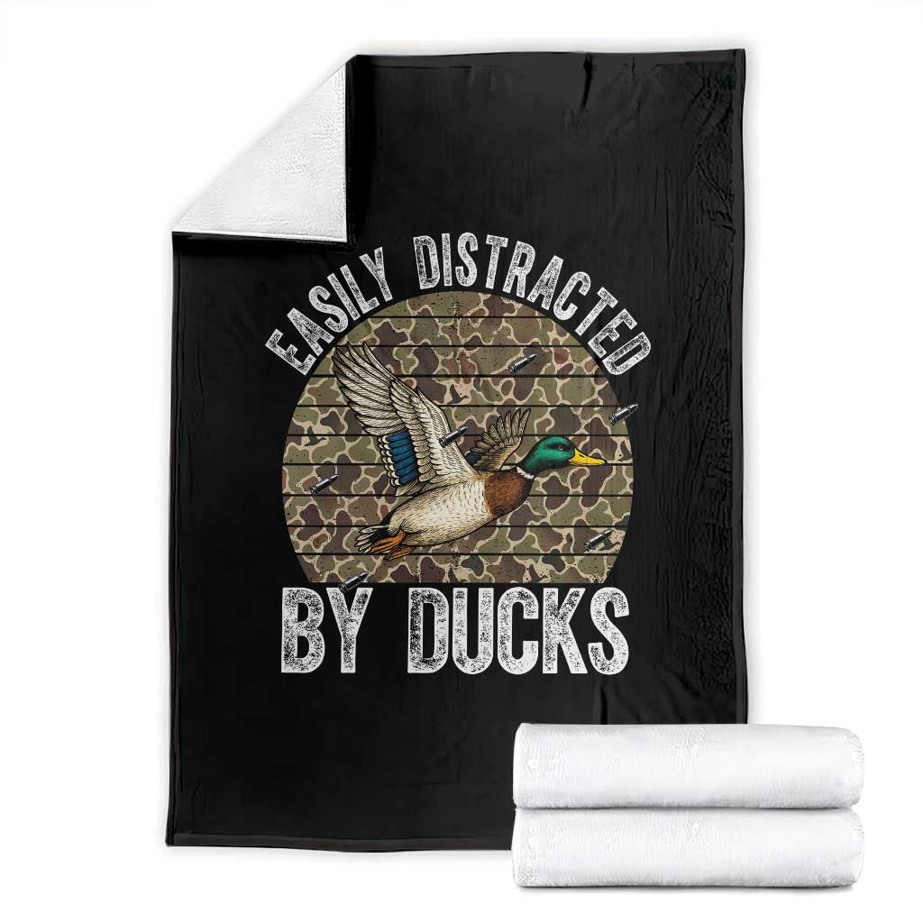 Duck Hunting Gift Throw Blanket Easily Distracted By Ducks TS12 Black Print Your Wear