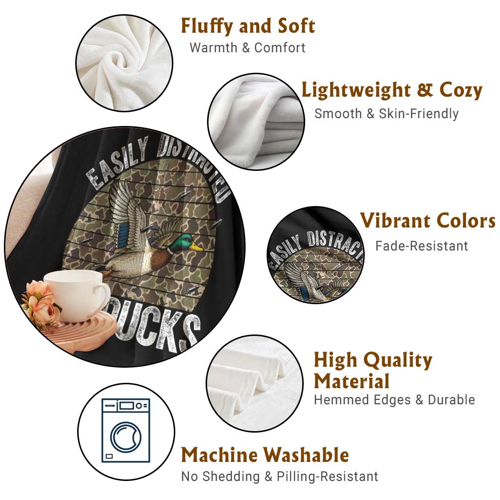 Duck Hunting Gift Throw Blanket Easily Distracted By Ducks TS12 Print Your Wear