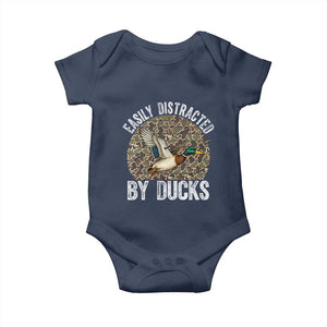 Duck Hunting Gift Baby Onesie Easily Distracted By Ducks TS12 Navy Print Your Wear
