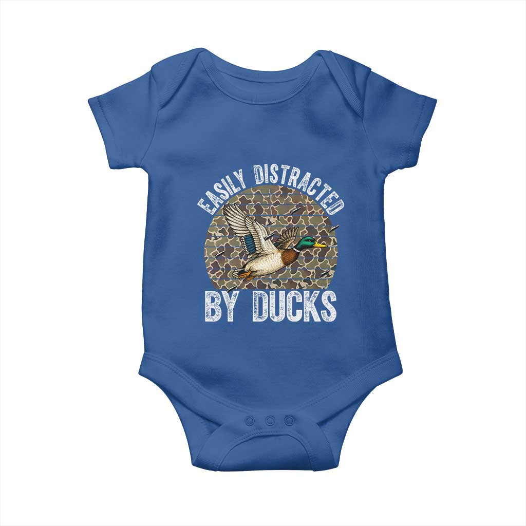 Duck Hunting Gift Baby Onesie Easily Distracted By Ducks TS12 Royal Blue Print Your Wear
