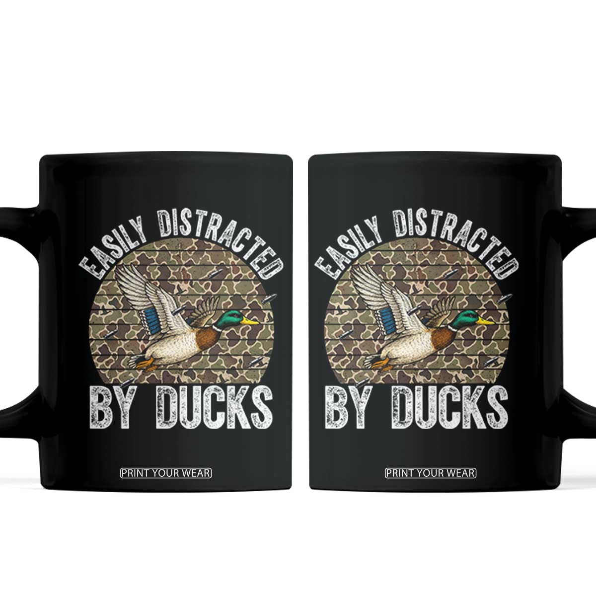 Duck Hunting Gift Coffee Mug Easily Distracted By Ducks TS12 Black Print Your Wear