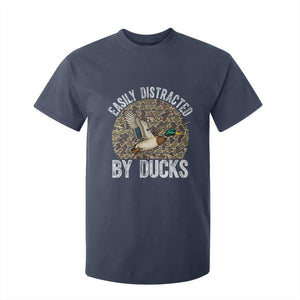 Duck Hunting Gift T Shirt For Kid Easily Distracted By Ducks TS12 Navy Print Your Wear