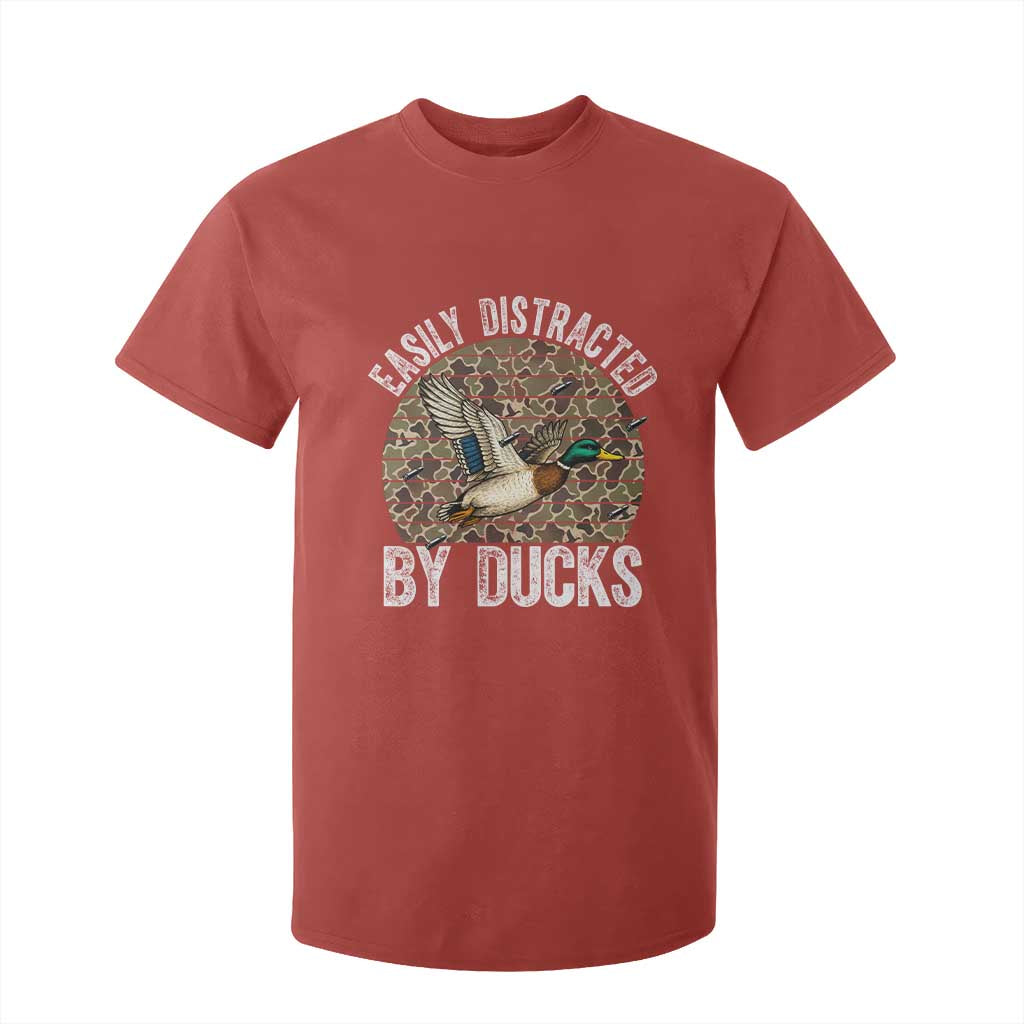 Duck Hunting Gift T Shirt For Kid Easily Distracted By Ducks TS12 Red Print Your Wear
