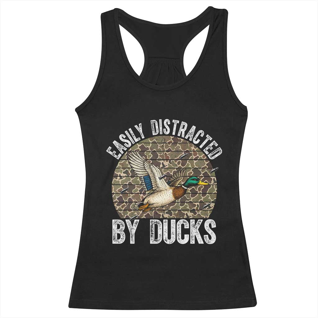 Duck Hunting Gift Racerback Tank Top Easily Distracted By Ducks TS12 Black Print Your Wear