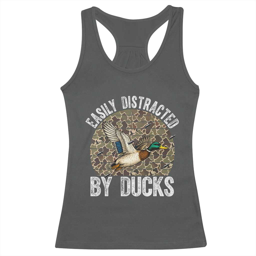 Duck Hunting Gift Racerback Tank Top Easily Distracted By Ducks TS12 Dark Heather Print Your Wear