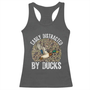Duck Hunting Gift Racerback Tank Top Easily Distracted By Ducks TS12 Dark Heather Print Your Wear