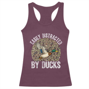 Duck Hunting Gift Racerback Tank Top Easily Distracted By Ducks TS12 Maroon Print Your Wear