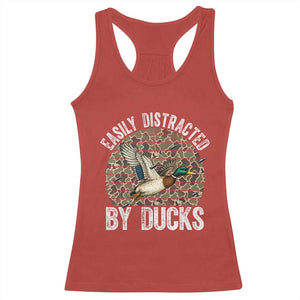 Duck Hunting Gift Racerback Tank Top Easily Distracted By Ducks TS12 Red Print Your Wear