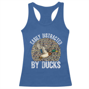 Duck Hunting Gift Racerback Tank Top Easily Distracted By Ducks TS12 Royal Blue Print Your Wear