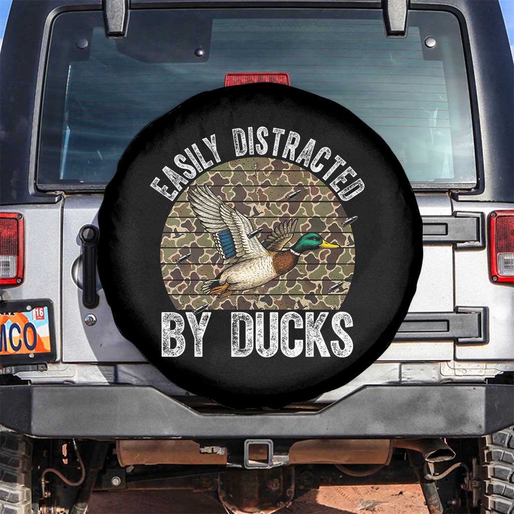 Duck Hunting Gift Spare Tire Cover Easily Distracted By Ducks TS12 No hole Black Print Your Wear