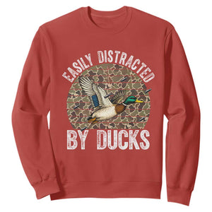 Duck Hunting Gift Sweatshirt Easily Distracted By Ducks TS12 Red Print Your Wear
