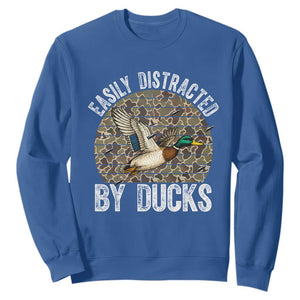 Duck Hunting Gift Sweatshirt Easily Distracted By Ducks TS12 Royal Blue Print Your Wear