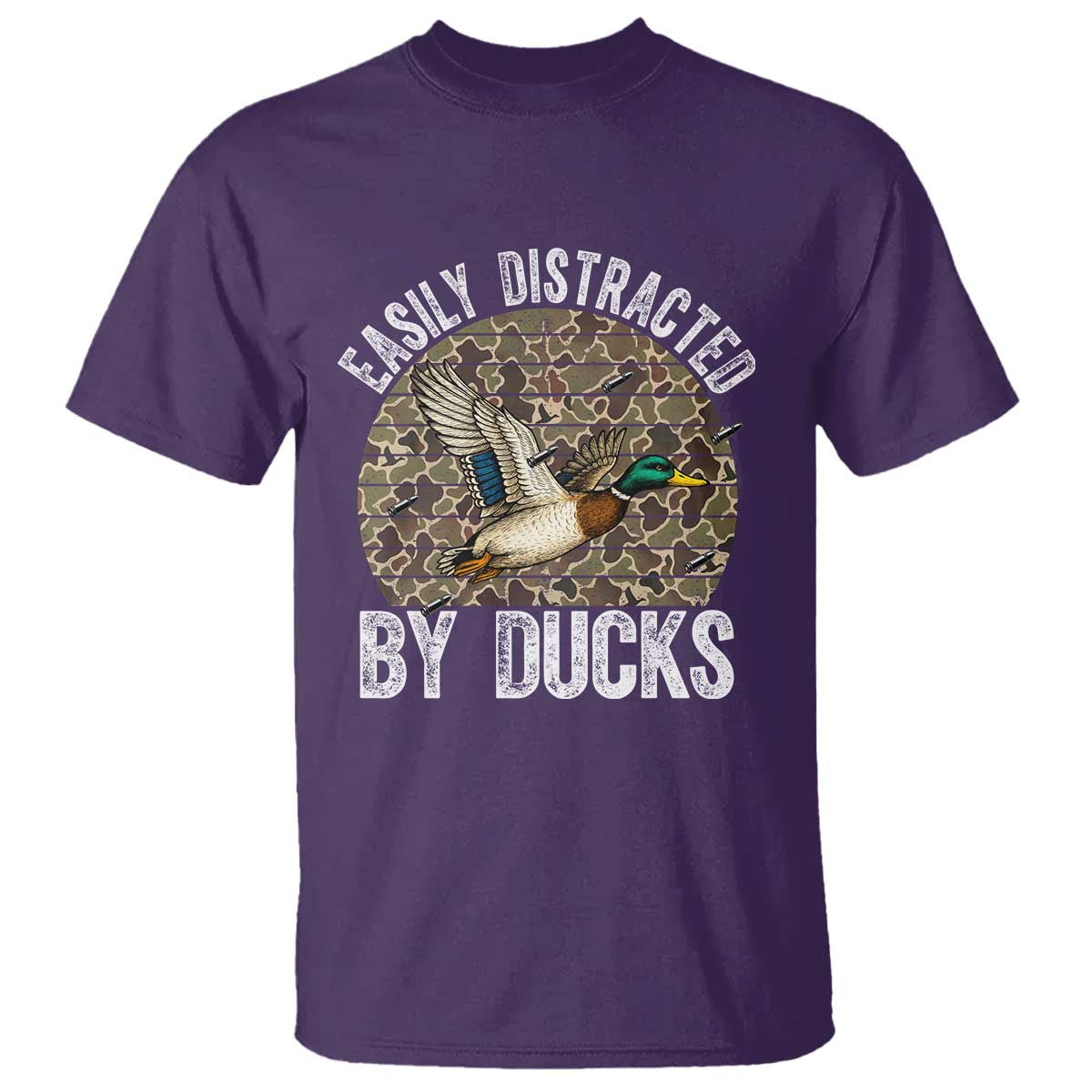 Duck Hunting Gift T Shirt Easily Distracted By Ducks TS12 Purple Print Your Wear