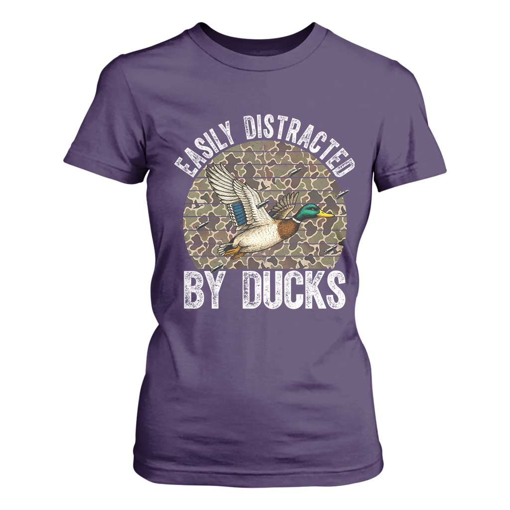 Duck Hunting Gift T Shirt For Women Easily Distracted By Ducks TS12 Purple Print Your Wear