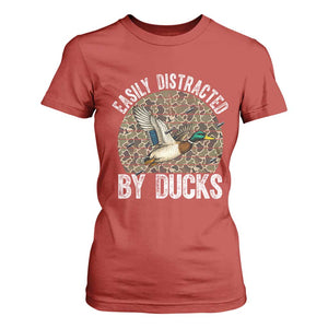 Duck Hunting Gift T Shirt For Women Easily Distracted By Ducks TS12 Red Print Your Wear