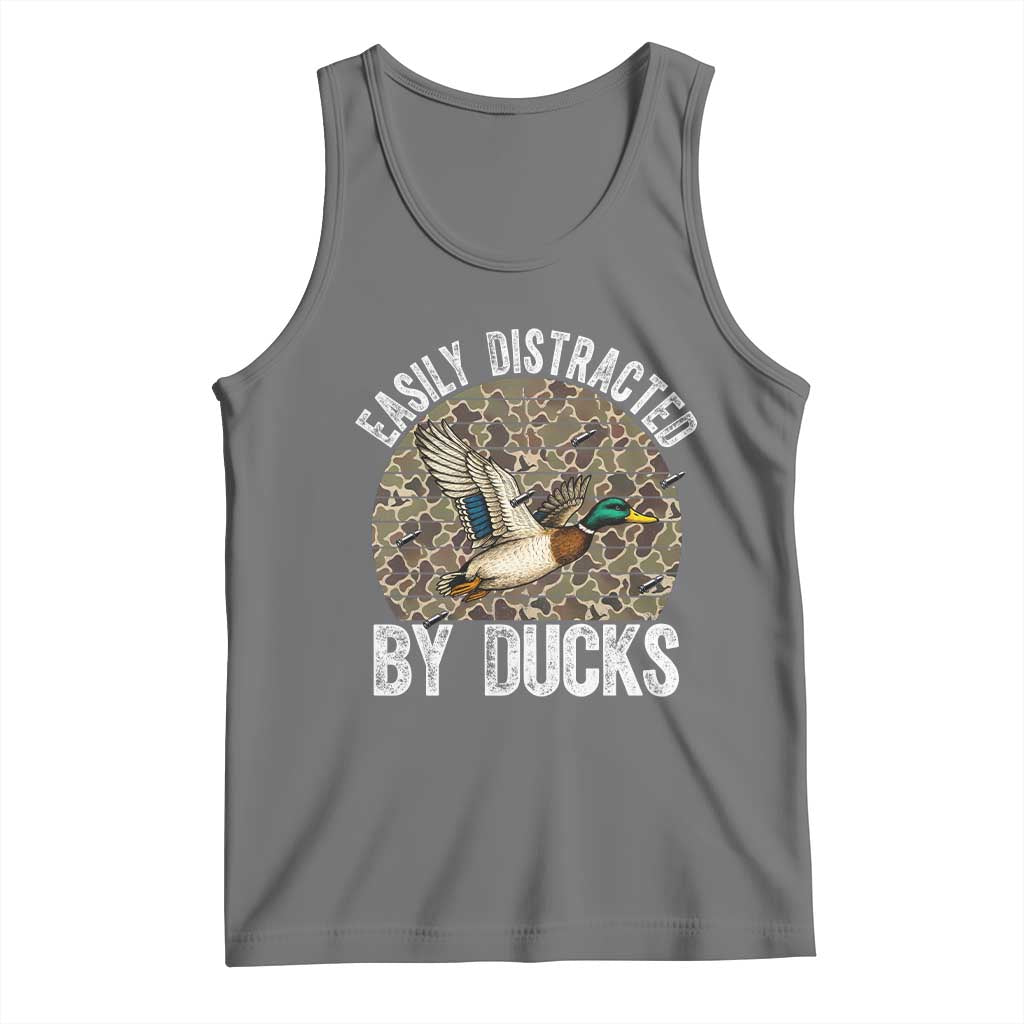Duck Hunting Gift Tank Top Easily Distracted By Ducks TS12 Black Heather Print Your Wear
