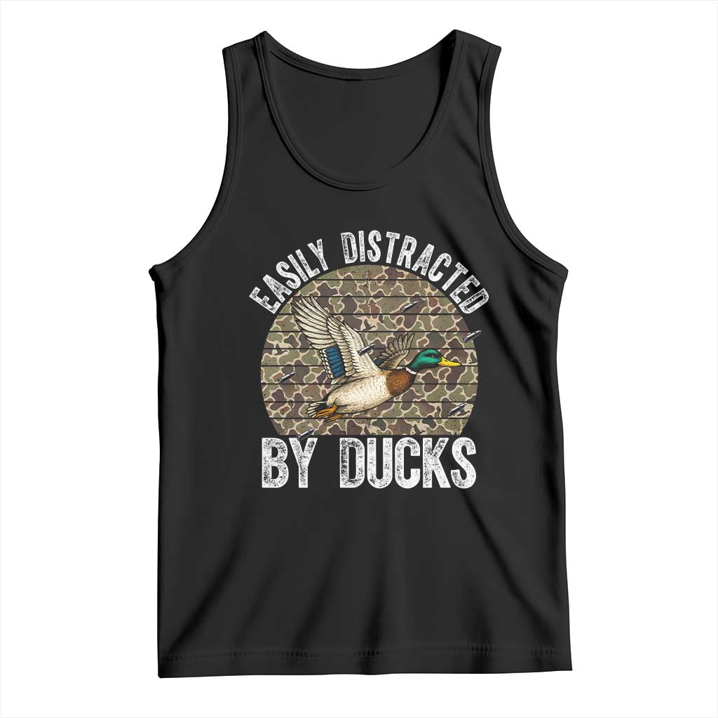 Duck Hunting Gift Tank Top Easily Distracted By Ducks TS12 Black Print Your Wear