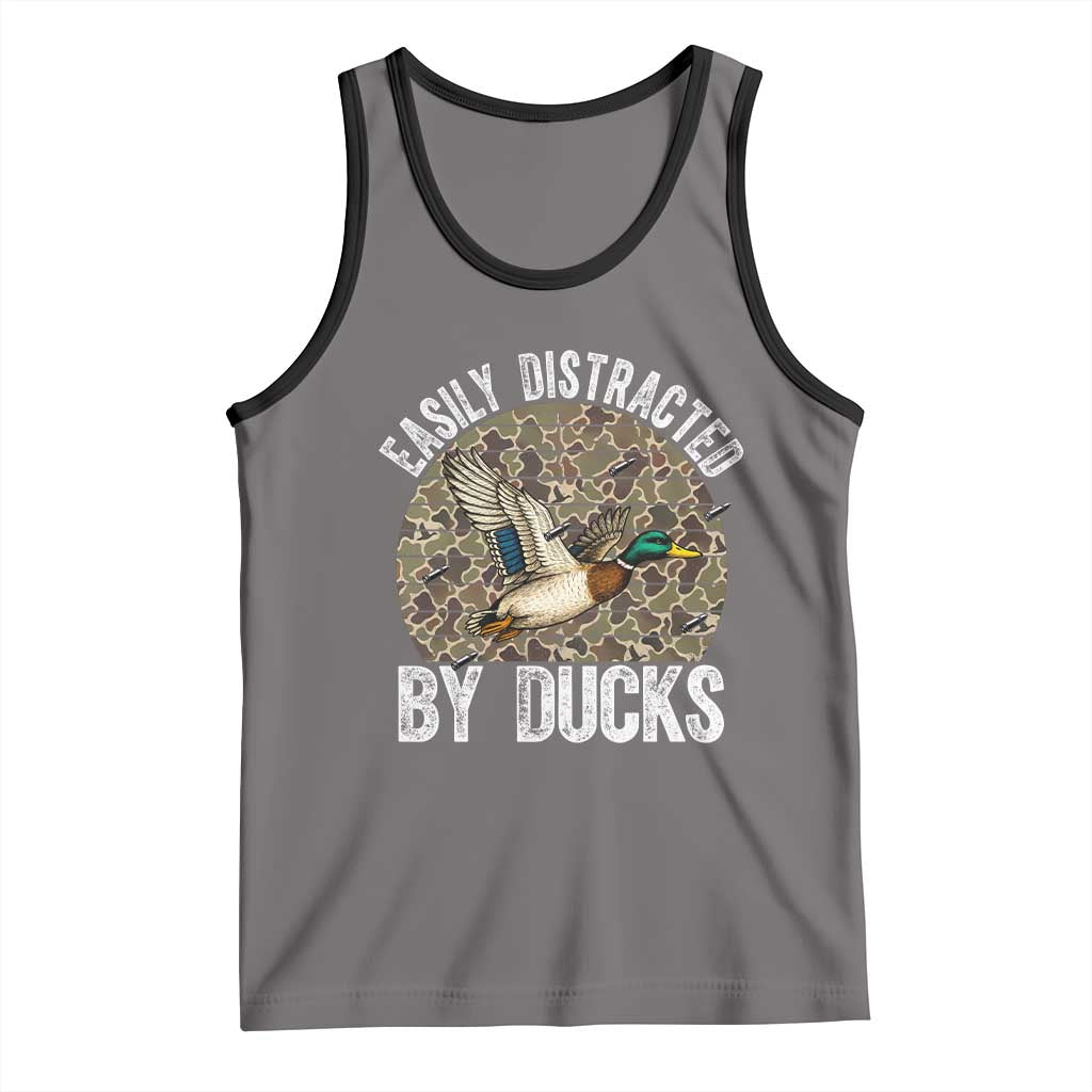 Duck Hunting Gift Tank Top Easily Distracted By Ducks TS12 Deep Heather Black Print Your Wear