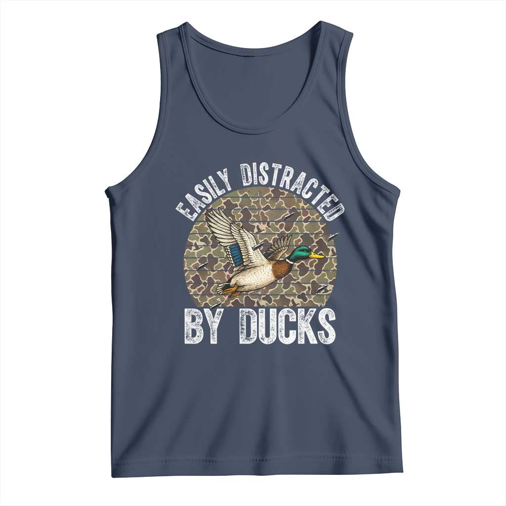 Duck Hunting Gift Tank Top Easily Distracted By Ducks TS12 Navy Print Your Wear