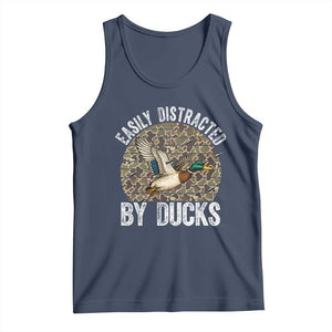 Duck Hunting Gift Tank Top Easily Distracted By Ducks TS12 Navy Print Your Wear