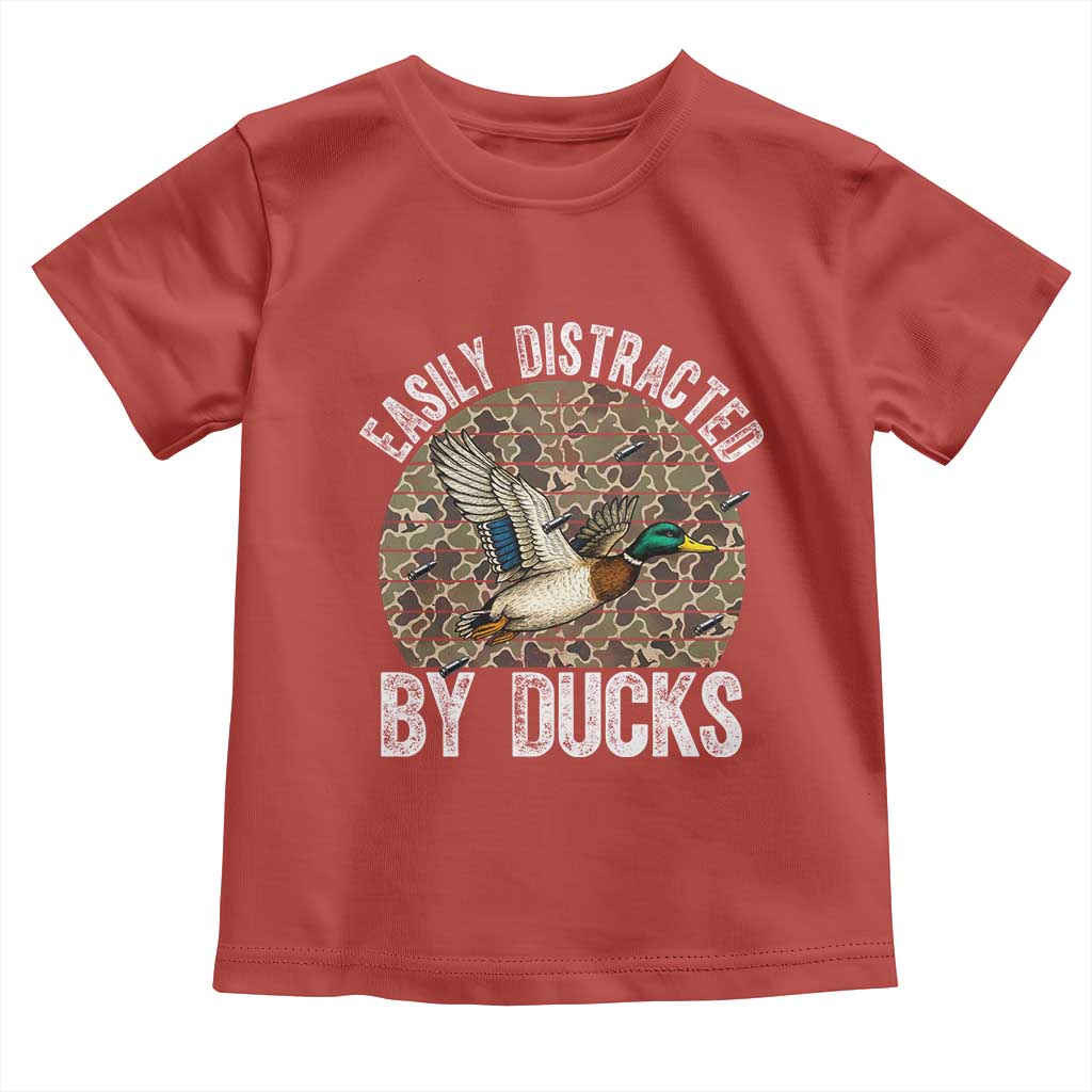 Duck Hunting Gift Toddler T Shirt Easily Distracted By Ducks TS12 Red Print Your Wear