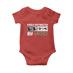 Funny Hunting Gift Baby Onesie Easily Distracted By Ducks Outdoor Lover TS12 Red Print Your Wear