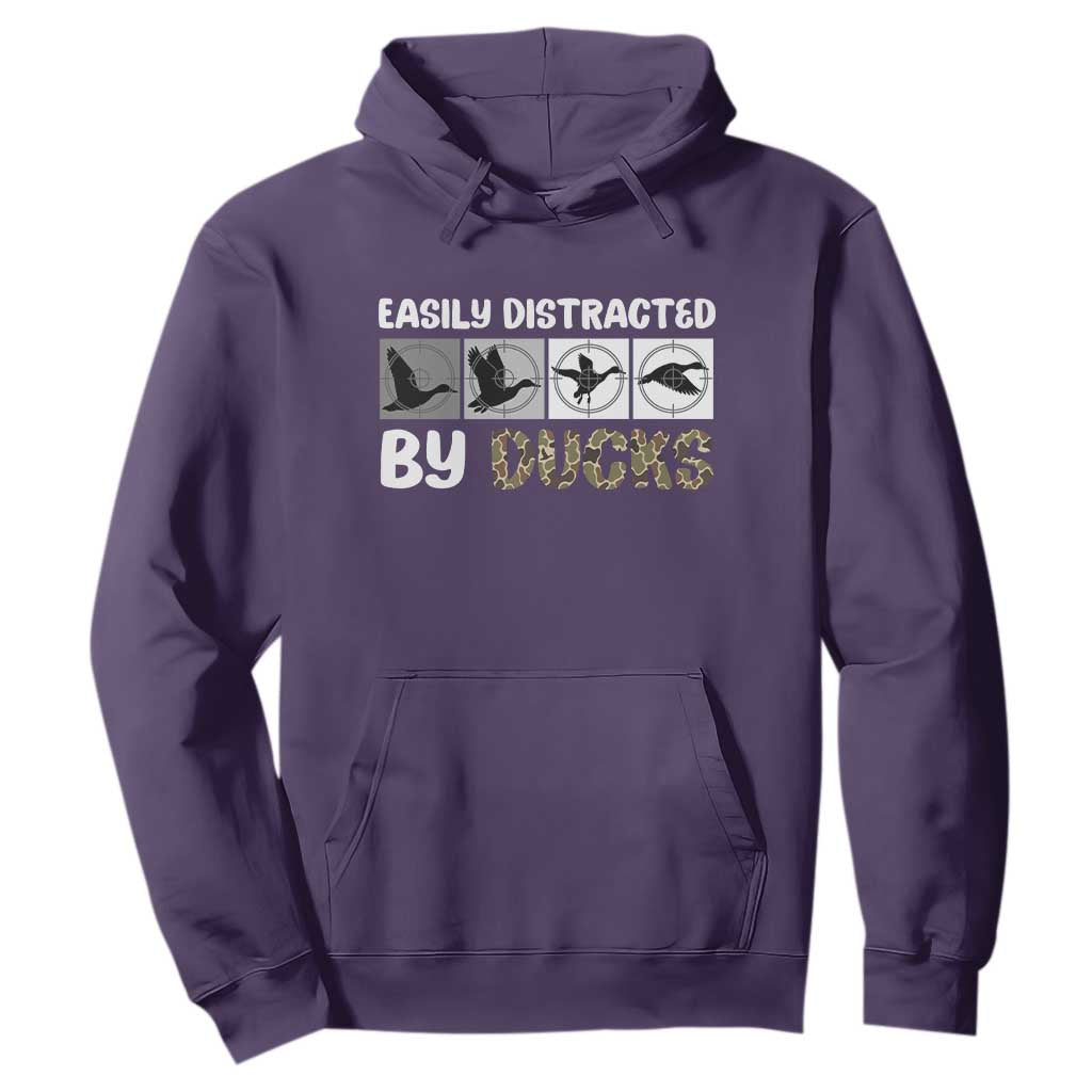 Funny Hunting Gift Hoodie Easily Distracted By Ducks Outdoor Lover TS12 Purple Print Your Wear