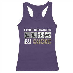Funny Hunting Gift Racerback Tank Top Easily Distracted By Ducks Outdoor Lover TS12 Purple Print Your Wear