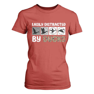 Funny Hunting Gift T Shirt For Women Easily Distracted By Ducks Outdoor Lover TS12 Red Print Your Wear