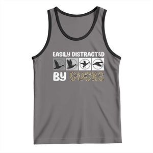 Funny Hunting Gift Tank Top Easily Distracted By Ducks Outdoor Lover TS12 Deep Heather Black Print Your Wear