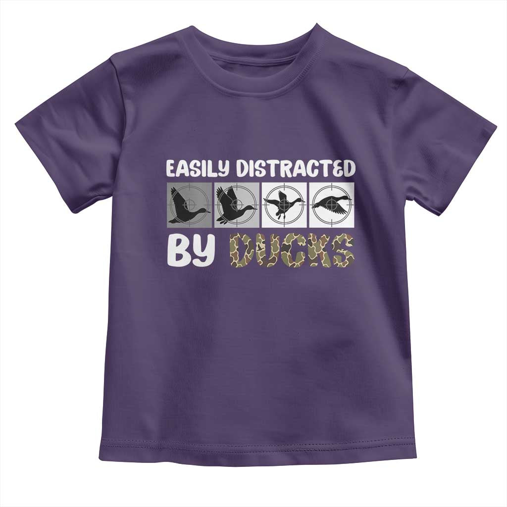 Funny Hunting Gift Toddler T Shirt Easily Distracted By Ducks Outdoor Lover TS12 Purple Print Your Wear