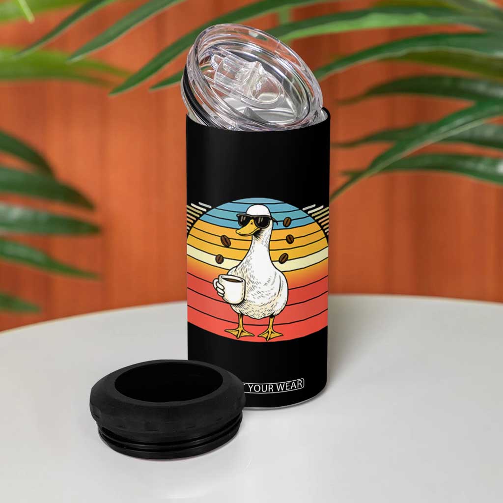 Funny Duck Drinking 4 in 1 Can Cooler Tumbler Coffee Lover Gift TS12 Print Your Wear
