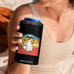 Funny Duck Drinking 4 in 1 Can Cooler Tumbler Coffee Lover Gift TS12 Print Your Wear