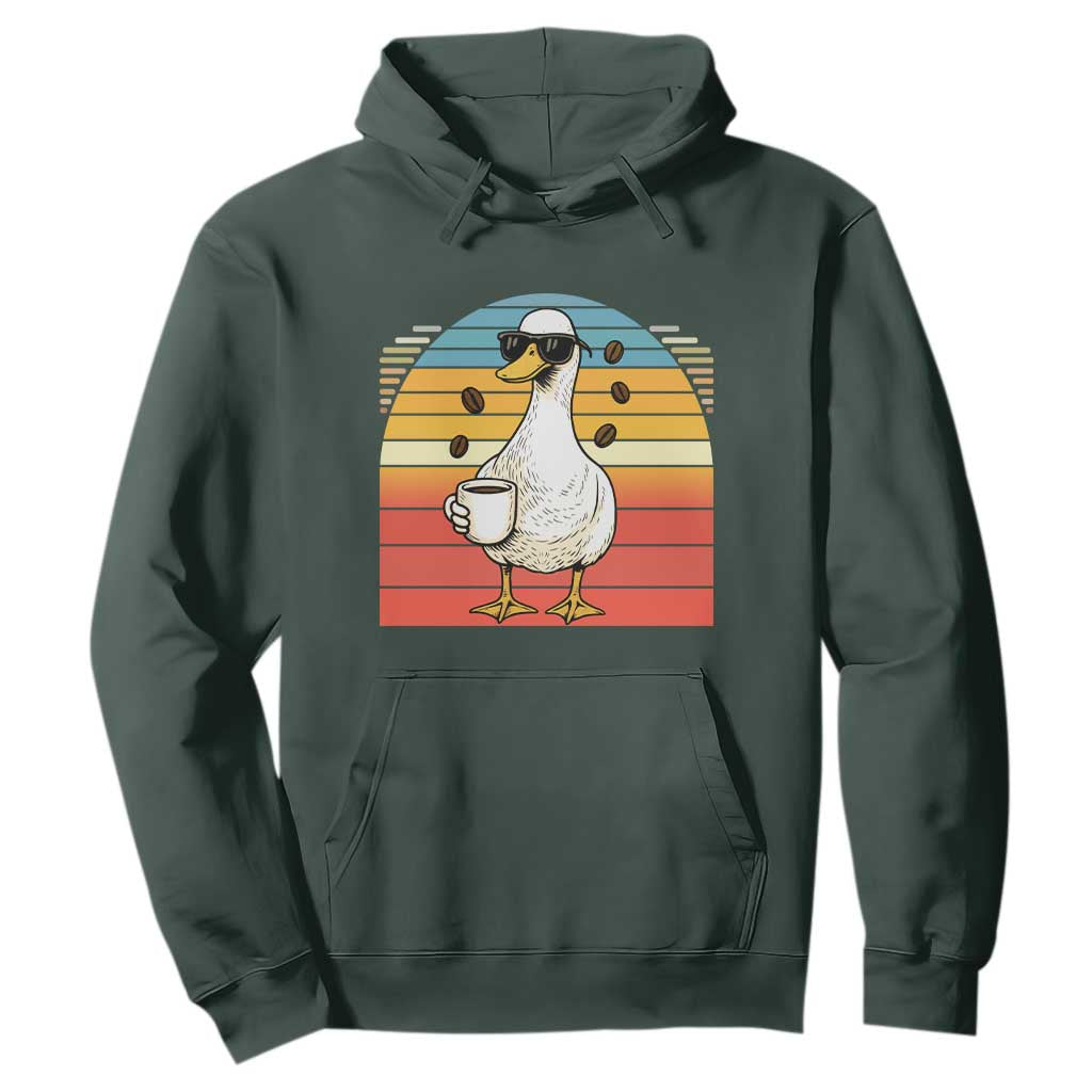 Funny Duck Drinking Hoodie Coffee Lover Gift TS12 Dark Forest Green Print Your Wear