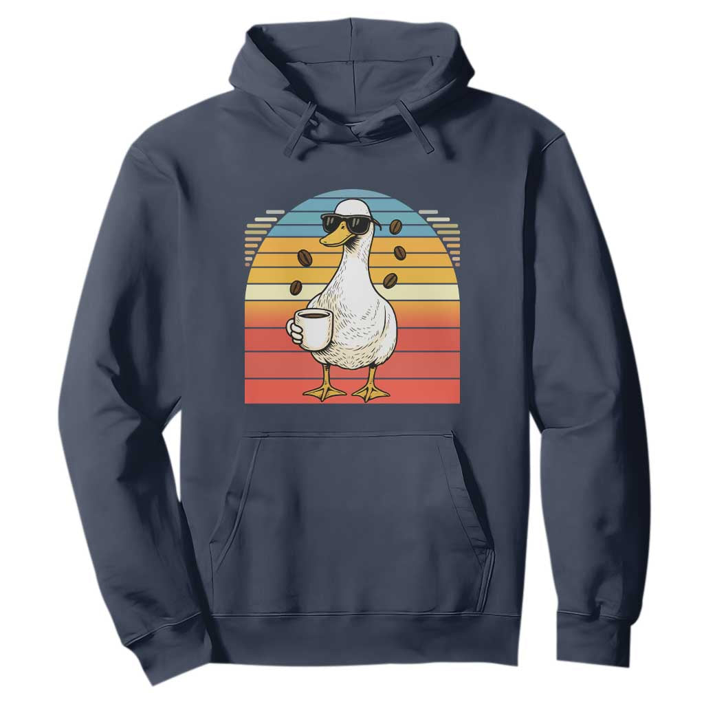 Funny Duck Drinking Hoodie Coffee Lover Gift TS12 Navy Print Your Wear