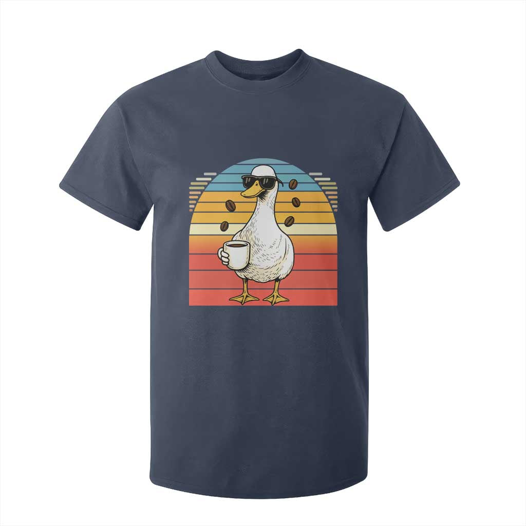 Funny Duck Drinking T Shirt For Kid Coffee Lover Gift TS12 Navy Print Your Wear