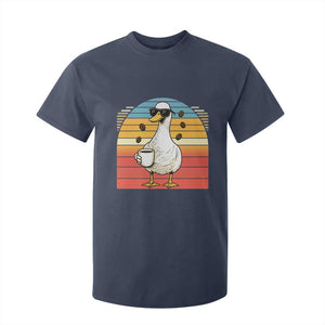 Funny Duck Drinking T Shirt For Kid Coffee Lover Gift TS12 Navy Print Your Wear