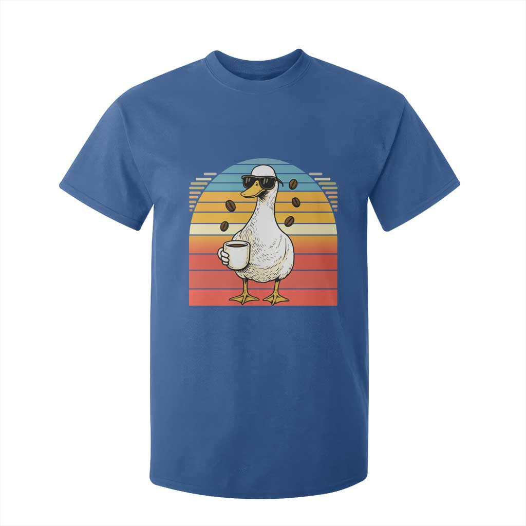 Funny Duck Drinking T Shirt For Kid Coffee Lover Gift TS12 Royal Blue Print Your Wear