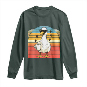 Funny Duck Drinking Long Sleeve Shirt Coffee Lover Gift TS12 Dark Forest Green Print Your Wear