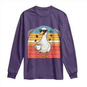 Funny Duck Drinking Long Sleeve Shirt Coffee Lover Gift TS12 Purple Print Your Wear